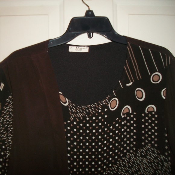 HLM Collection multi-pattern blouse 0X NWOT - Picture 3 of 7